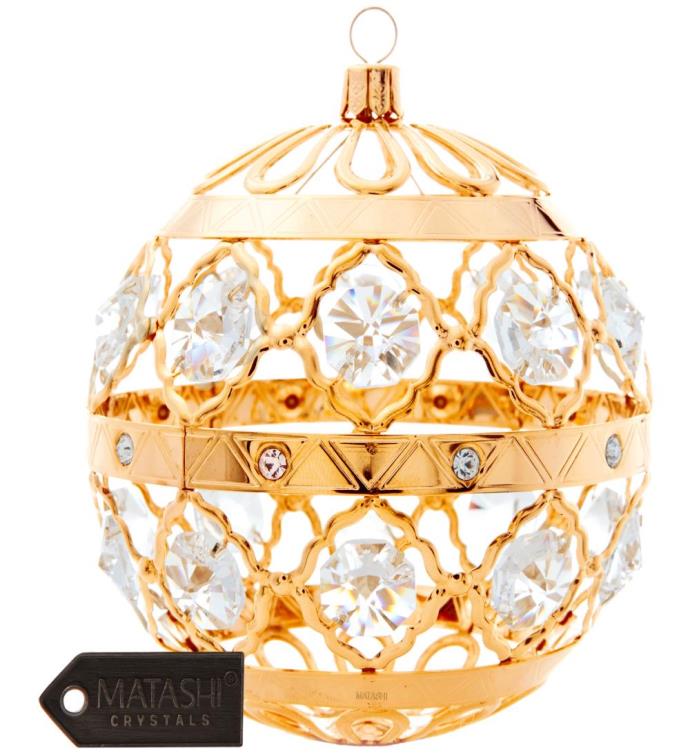 Gold Plated Crystal Christmas Ball Ornament