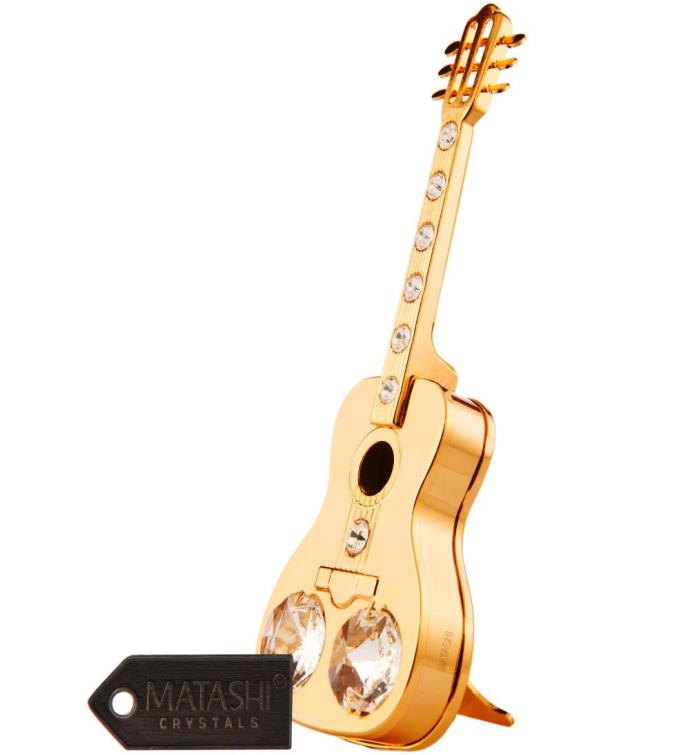 Gold Plated Crystal  Acoustic Guitar Ornament