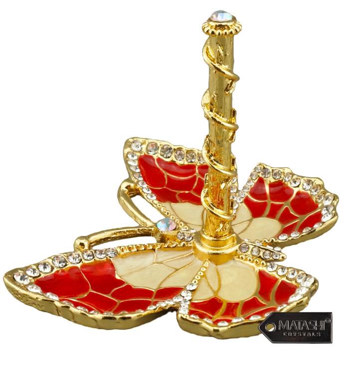 Gold Plated Butterfly Jewelry Ring Holder