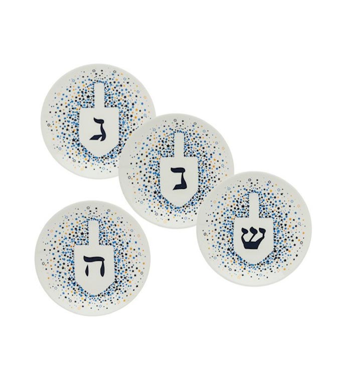 Hanukkah Dreidel Plates Set of 4