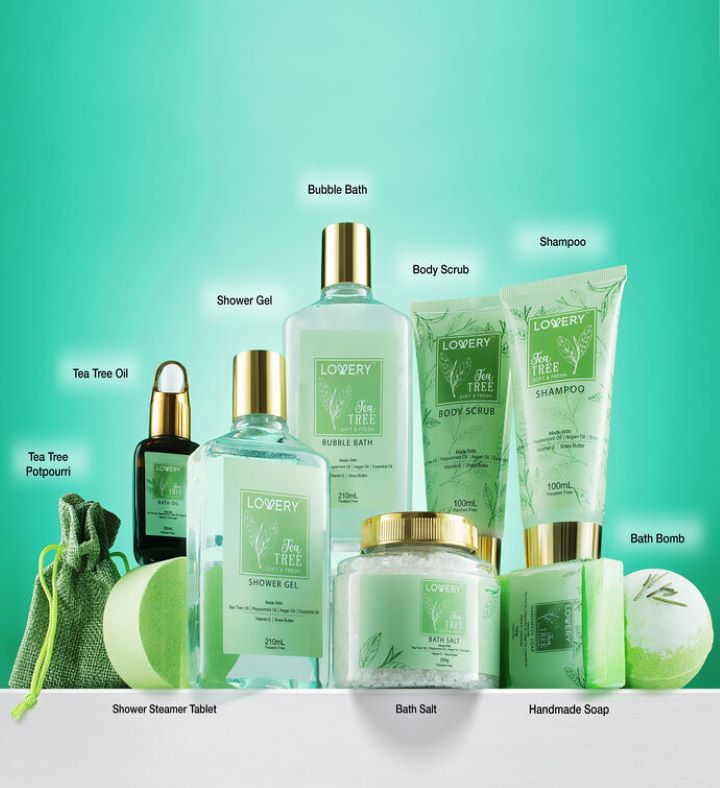 Tea Tree Home Spa Basket Set, 15 Piece