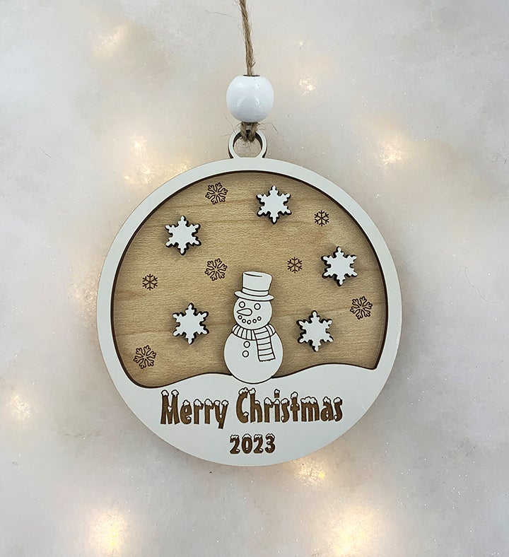 Modern Farmhouse Snowman Holiday Ornament