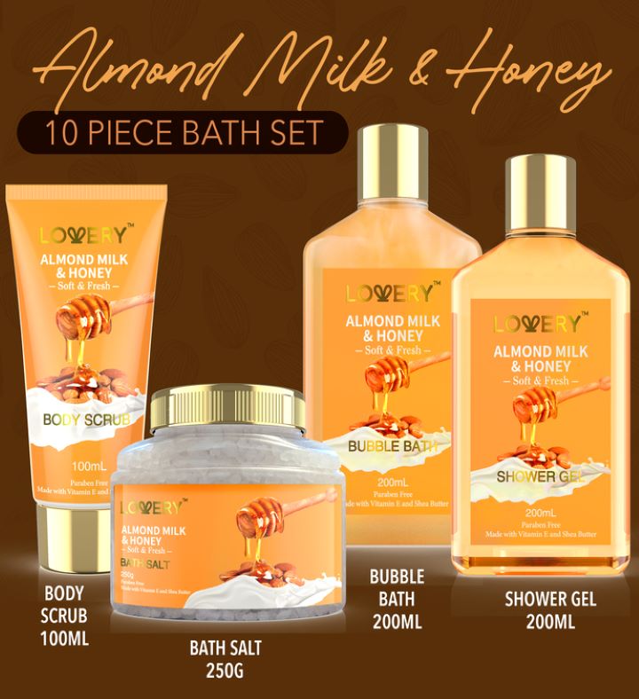 Almond Milk & Honey Home Spa Basket, 10 Piece