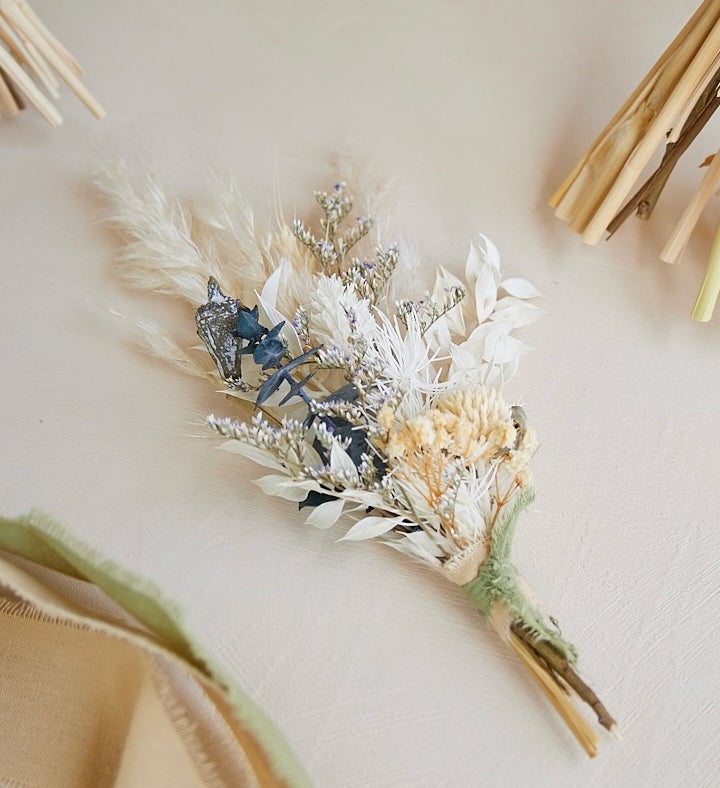 Ivory Dried Flower Boutonnière