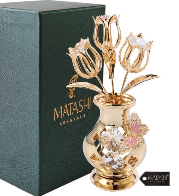 Gold Plated Tulip Bouquet & Vase