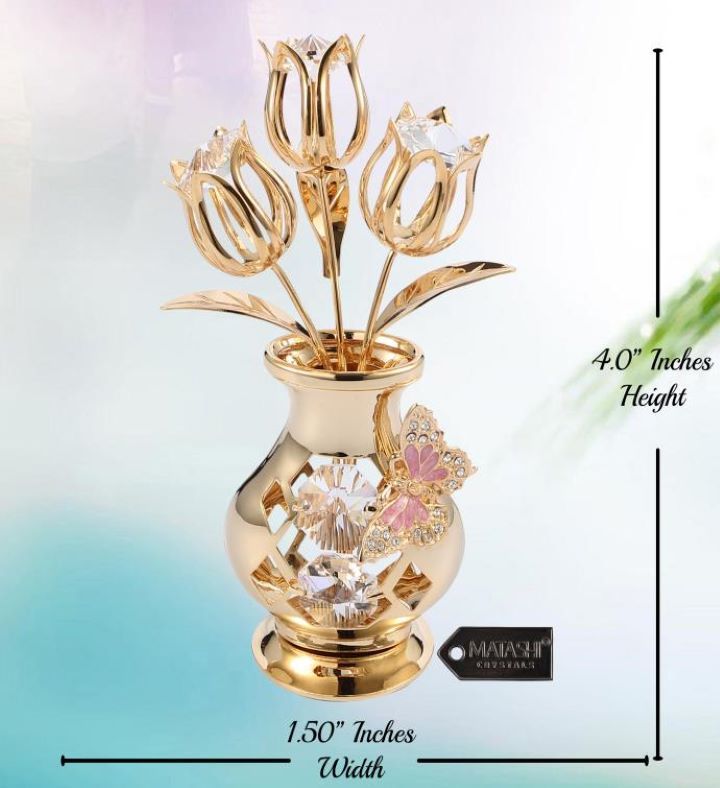 Gold Plated Tulip Bouquet & Vase