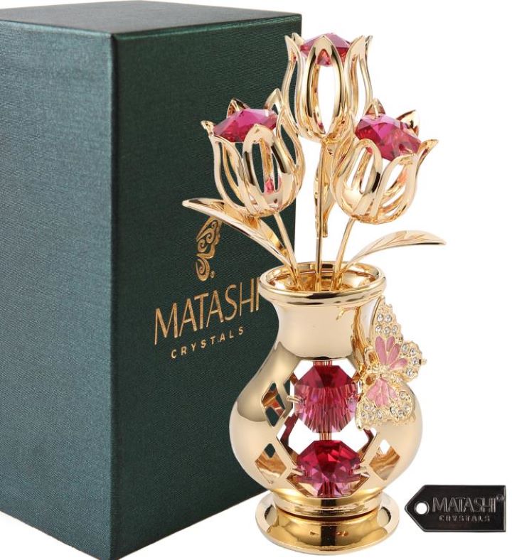 Gold Plated Tulip Bouquet & Vase
