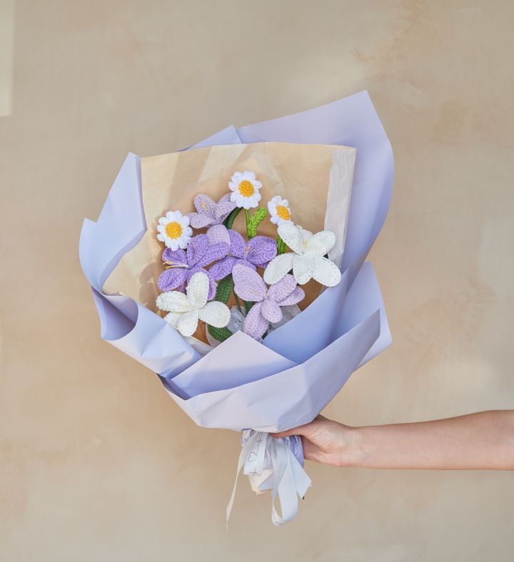 Purple Crochet Flower Bouquet