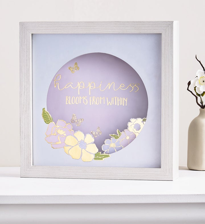 Happiness Blooms Shadow Box and Candle Gift Set