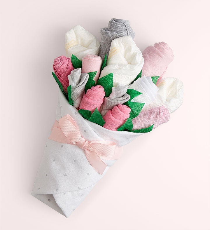 Baby Blossom® Layette Bouquets   Pink, Blue, or Yellow