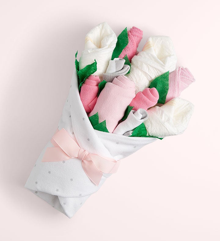 Baby Blossom® Layette Bouquets   Pink, Blue, or Yellow