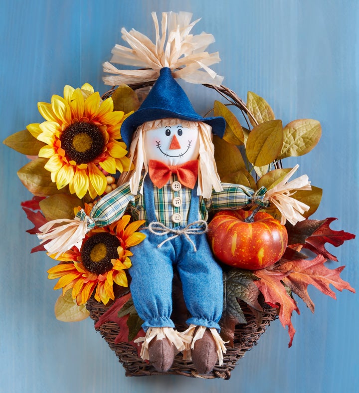 Friendly Scarecrow Basket  15”