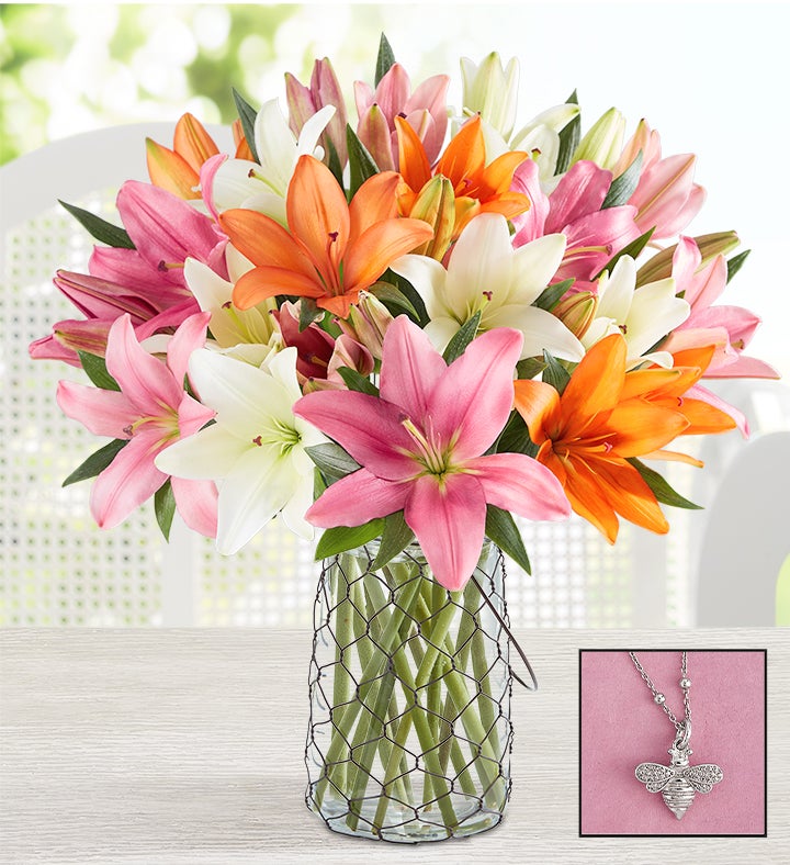 Summer Lilies with Ross Simons Bee Necklace