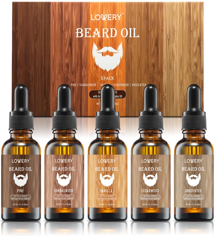 Mens Beard Oil Gift Set   5Pc Argan and Jojoba