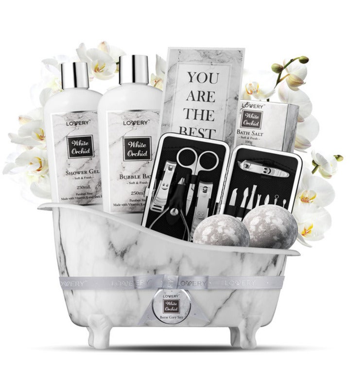 White Orchid Self Care Gift, 20pc Spa Set