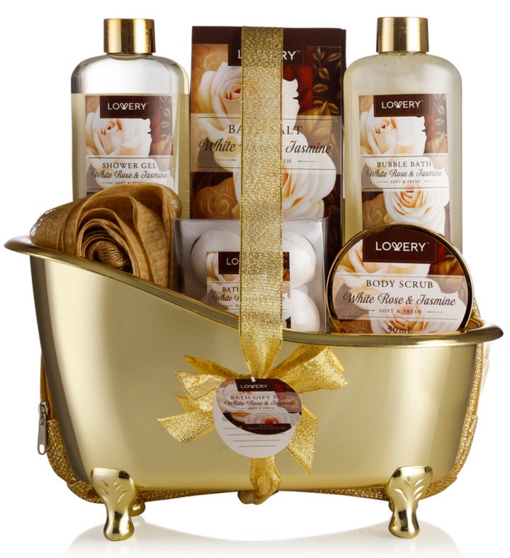Home Spa Gift Basket, 13 Piece Bath & Body Set