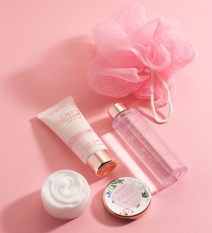 Cherry Blossom Spa Gift Set in Clear Travel Bag