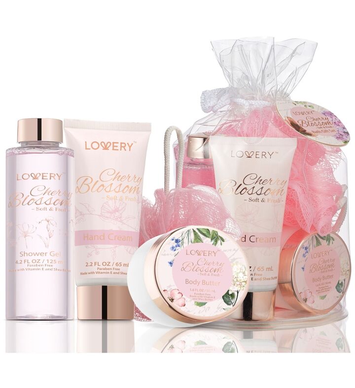 Cherry Blossom Spa Gift Set in Clear Travel Bag