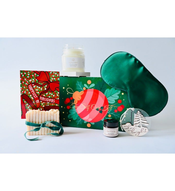 All Is Calm Christmas Gift Box, Green Sleep Mask