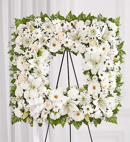 All White Funeral Wreath