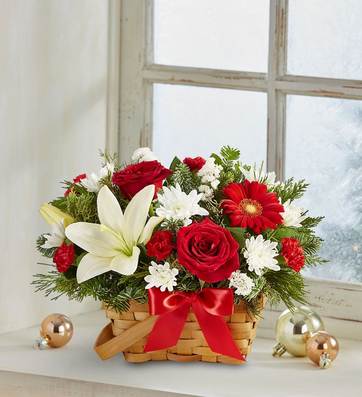 Fields of Europe Christmas Floral Basket from 1 800 Flowers SendFlowers.io