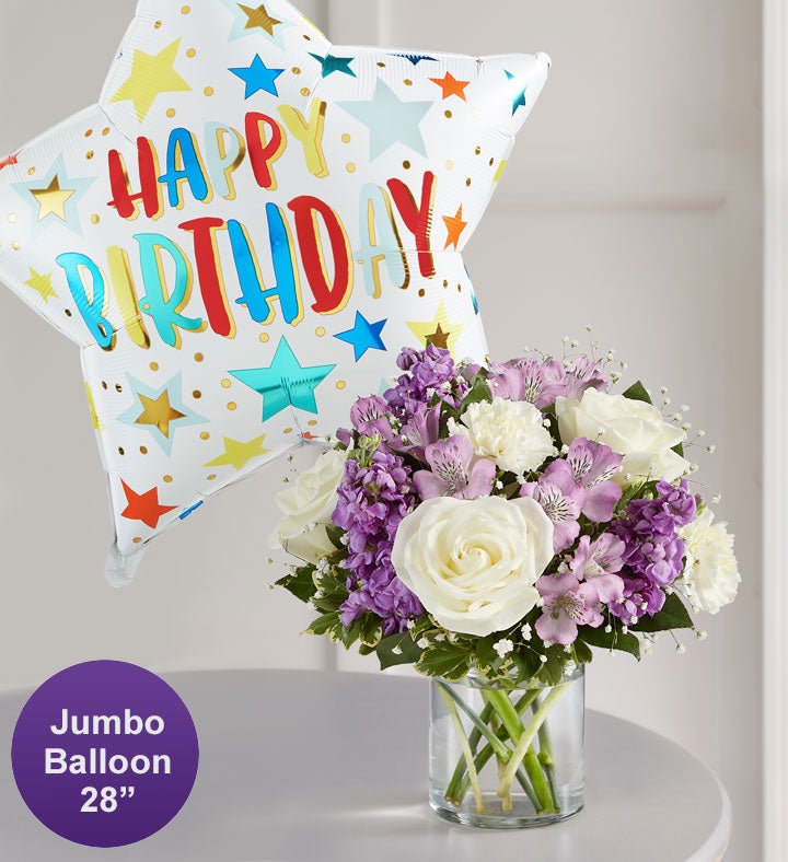 Lovely Lavender Medley™ with Jumbo Birthday Balloon