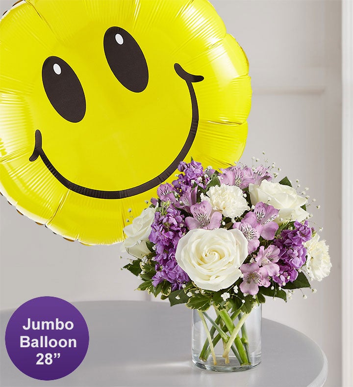 Lovely Lavender Medley™ with Jumbo Smile Balloon