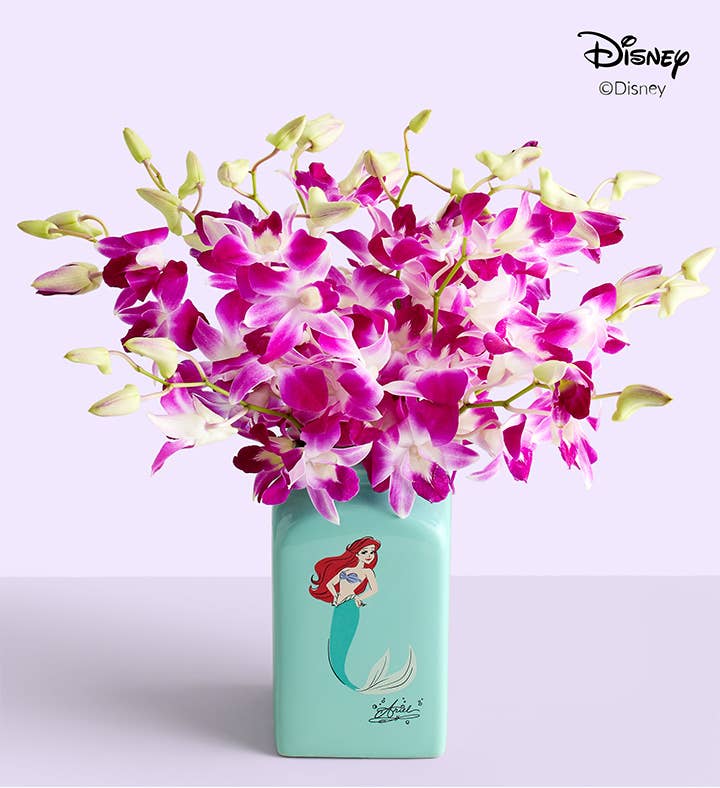 Disney Ariel Vase with Purple Orchids