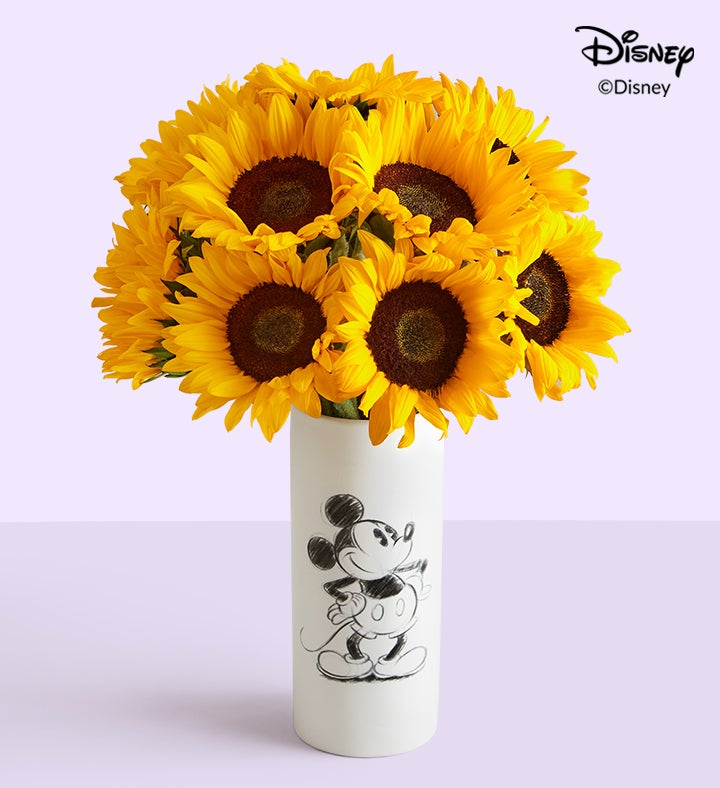 Disney Mickey Mouse Vase with Sunflowers