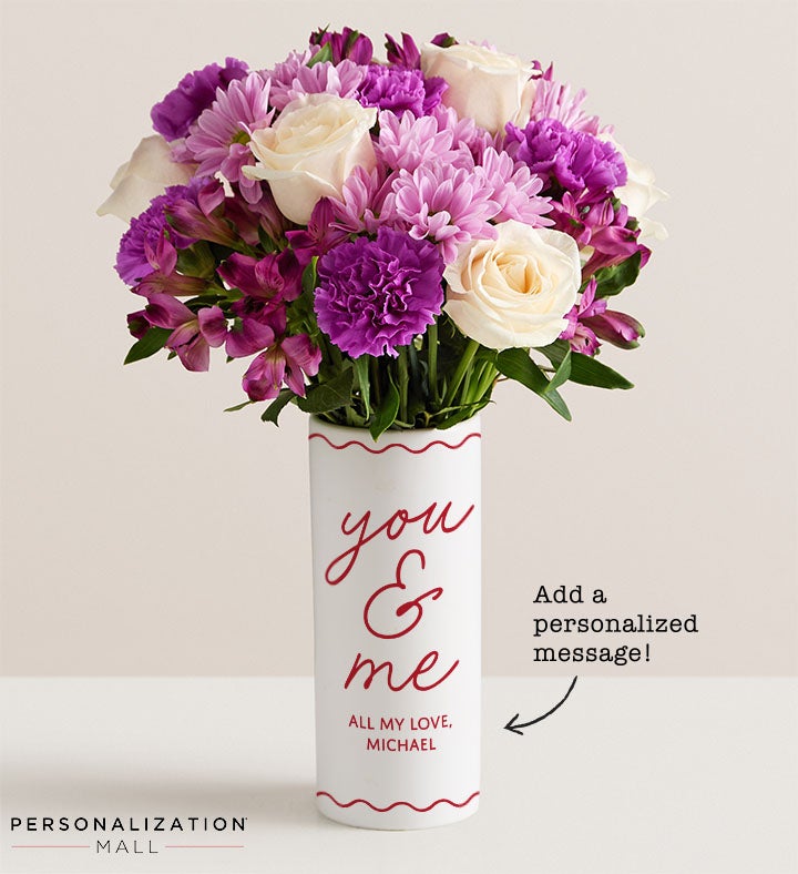 You & Me Bouquet with Personalized Vase