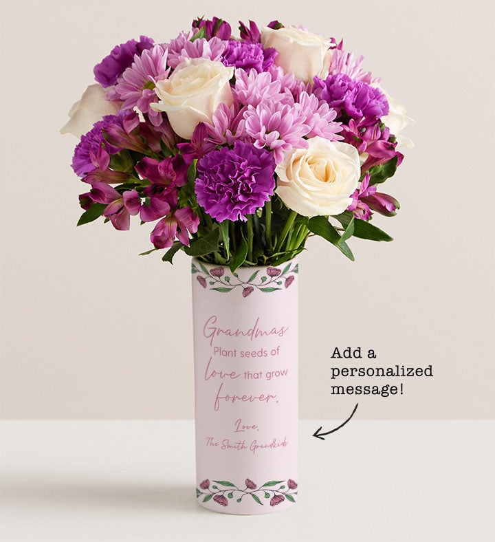 A Grandma's Love Grows Forever Bouquet with Personalized Vase