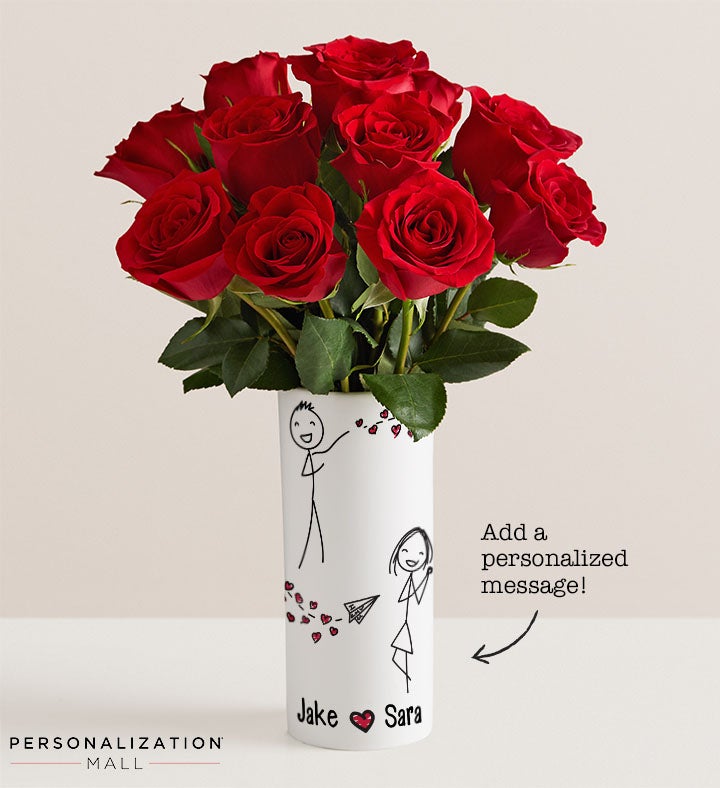 Sending Love Bouquet with Personalized Vase