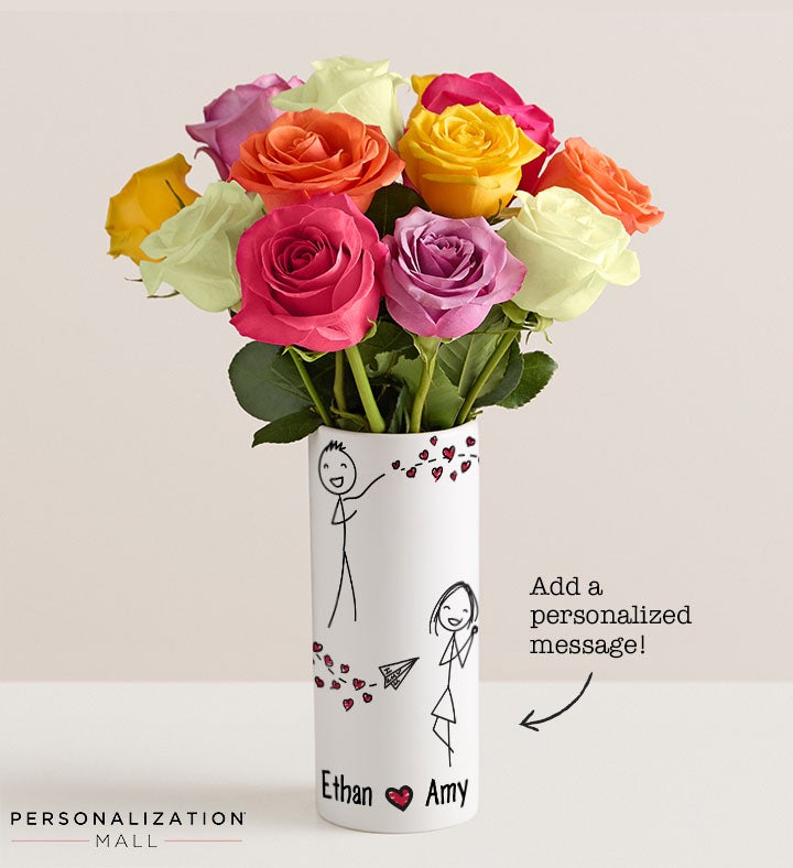Sending Love Bouquet with Personalized Vase