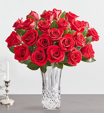 Two Dozen Red Roses with Luxury Posh™ Vase