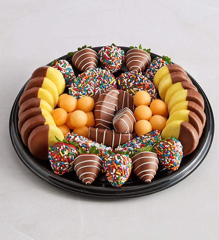 Birthday Fruit Platter with Time to Celebrate Cake
