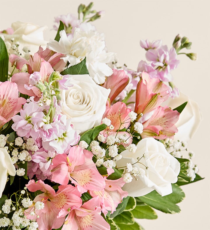 Elegant Blush™ Bouquet with Happy Birthday Balloon Bouquet