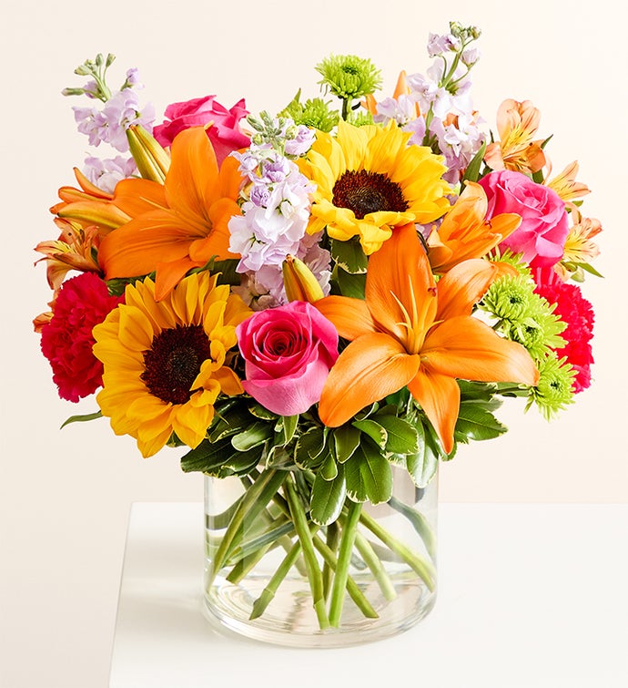 Floral Embrace™ with Number 16 Balloons