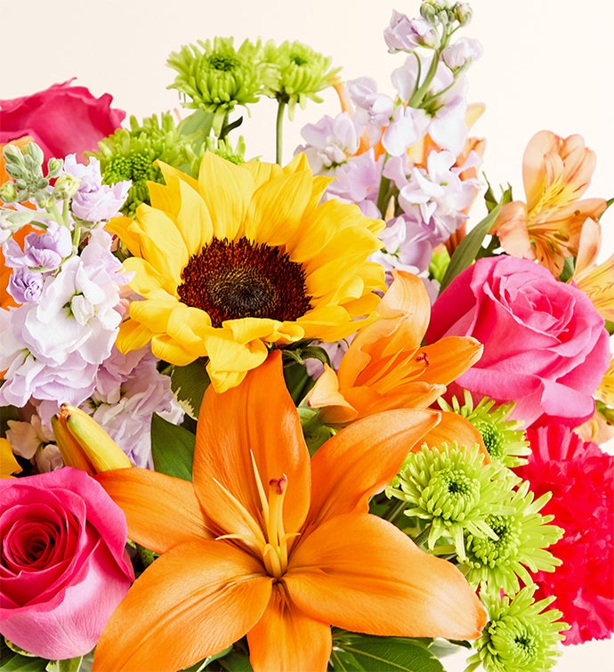 Floral Embrace™ with Number 16 Balloons
