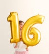 Floral Embrace™ with Number 16 Balloons