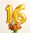 Floral Embrace™ with Number 16 Balloons