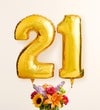 Floral Embrace™ with Number 21 Balloons