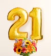 Floral Embrace™ with Number 21 Balloons