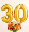 Floral Embrace™ with Number 30 Balloons