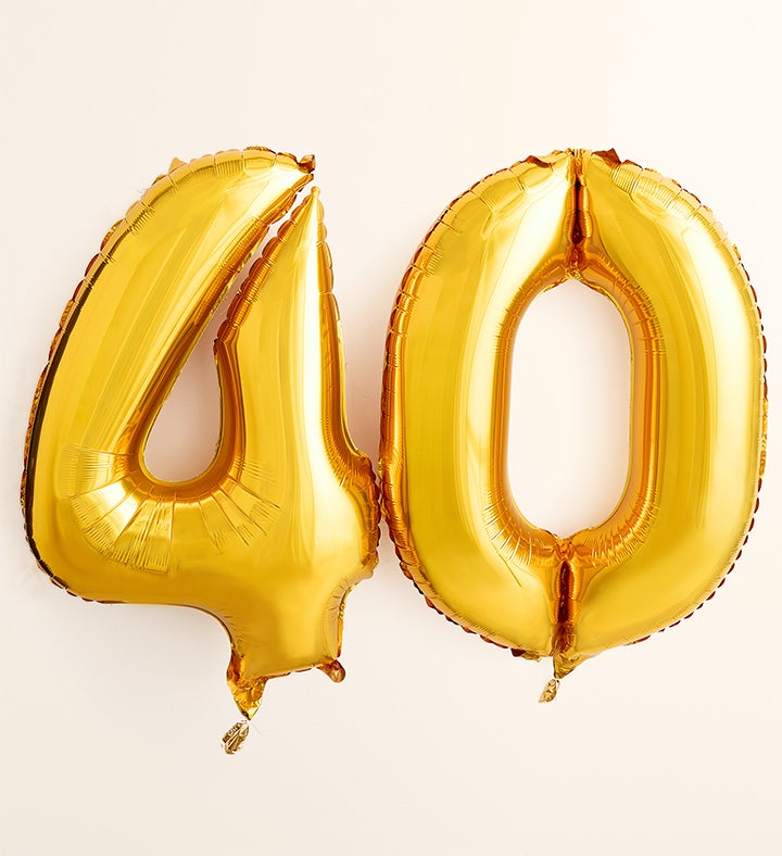 Floral Embrace™ with Number 40 Balloons