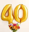 Floral Embrace™ with Number 40 Balloons