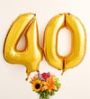 Floral Embrace™ with Number 40 Balloons
