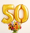 Floral Embrace™ with Number 50 Balloons