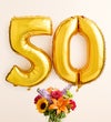 Floral Embrace™ with Number 50 Balloons