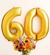 Floral Embrace™ with Number 60 Balloons