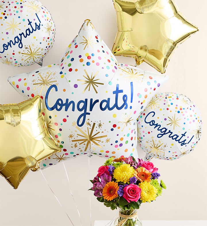 Fields of Europe® Celebration with Congrats Balloon Bouquet